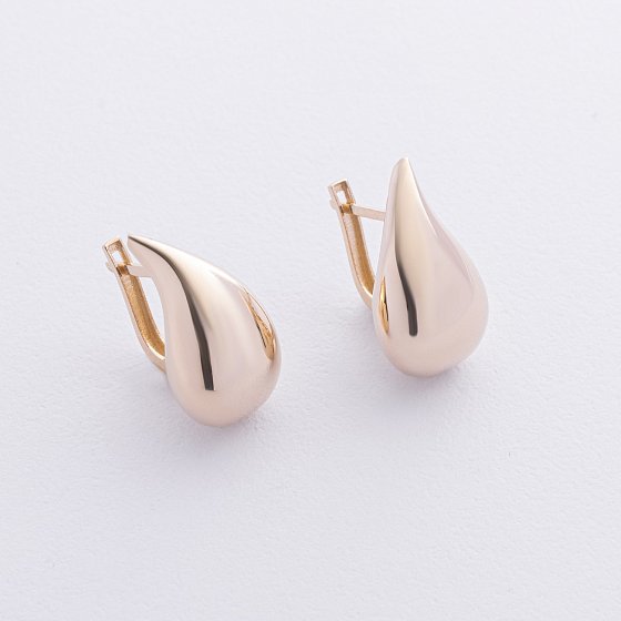 Серьги "Megan" в желтом золоте (Small) с09085