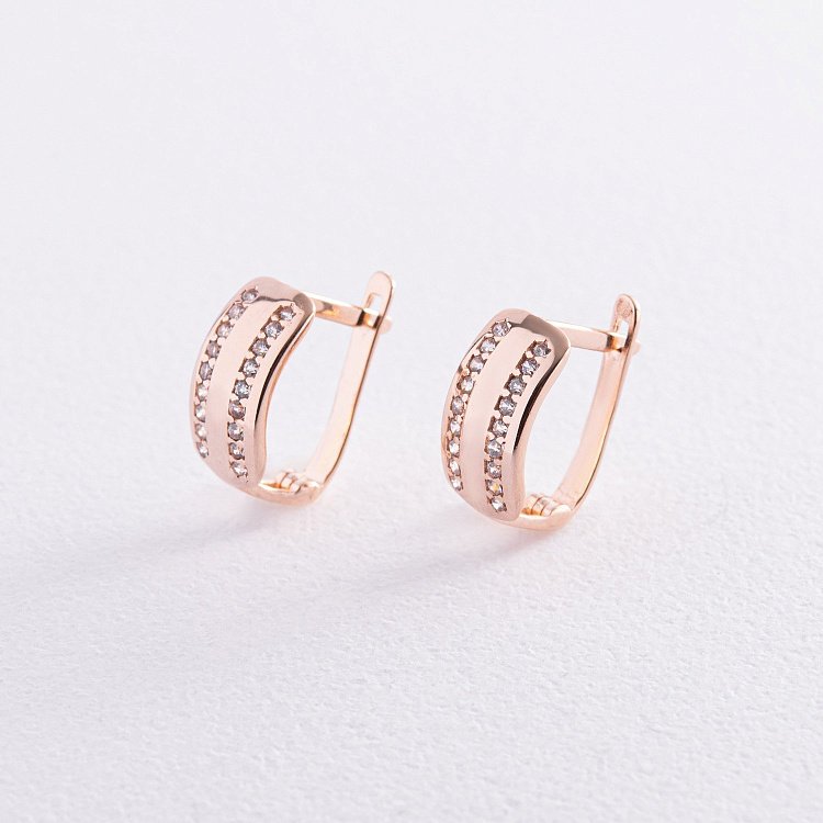 Детские золотые серьги с фианитами с05415 от ювелирного магазина Оникс