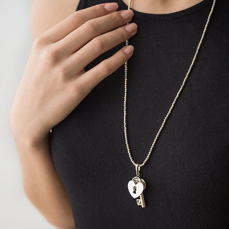 Золота підвіска "Ключик і серце" п02187 від ювелірного магазину Онікс - 4