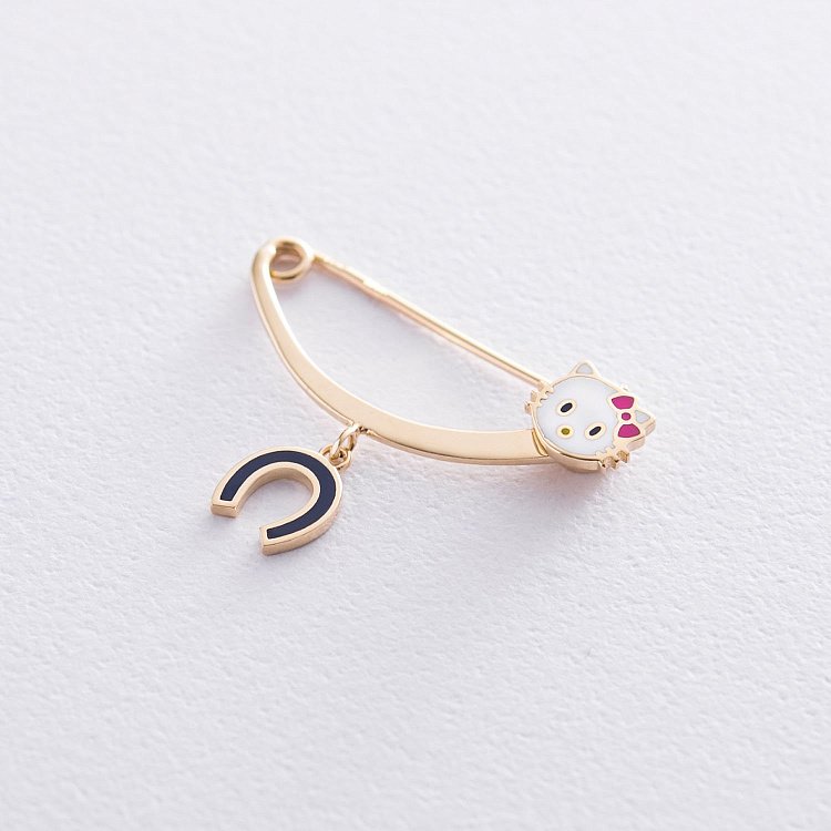 Золотая булавка "Hello Kitty и подкова" зак00300 Золотая булавка "Hello Kitty и подкова" зак00300 от ювелирного магазина Оникс