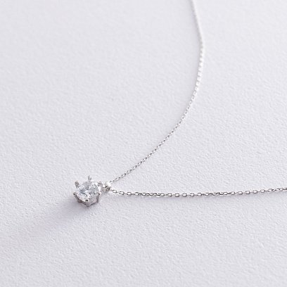 Серебряное колье с фианитом 181019 №3