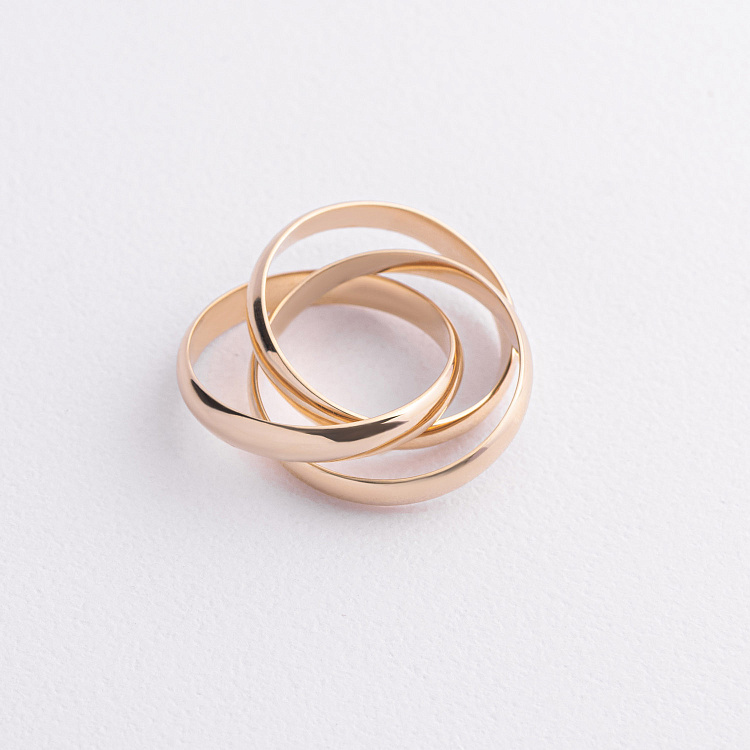 Золота каблучка "Кругообіг" (потрійна) к08019 від ювелірного магазину Онікс - 2