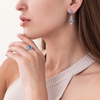 Срібна каблучка з кварцом і фіанітами 1370/1р-QLBQS №2