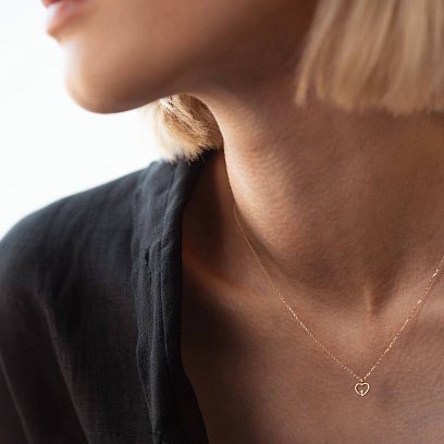 Кольє "Сердечко" у червоному золоті кол02201 №6