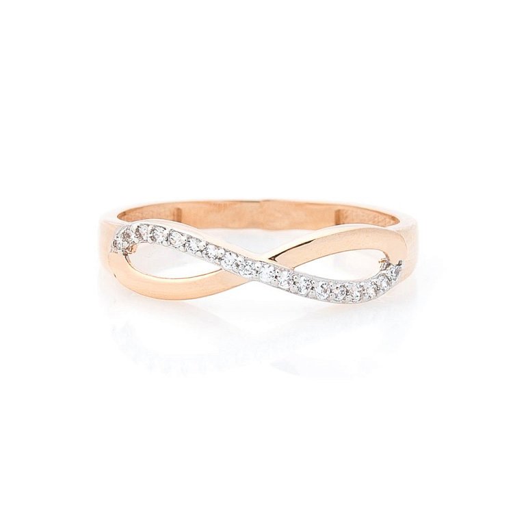 Золотое кольцо "Бесконечность" с фианитами к03965 от ювелирного магазина Оникс - 2
