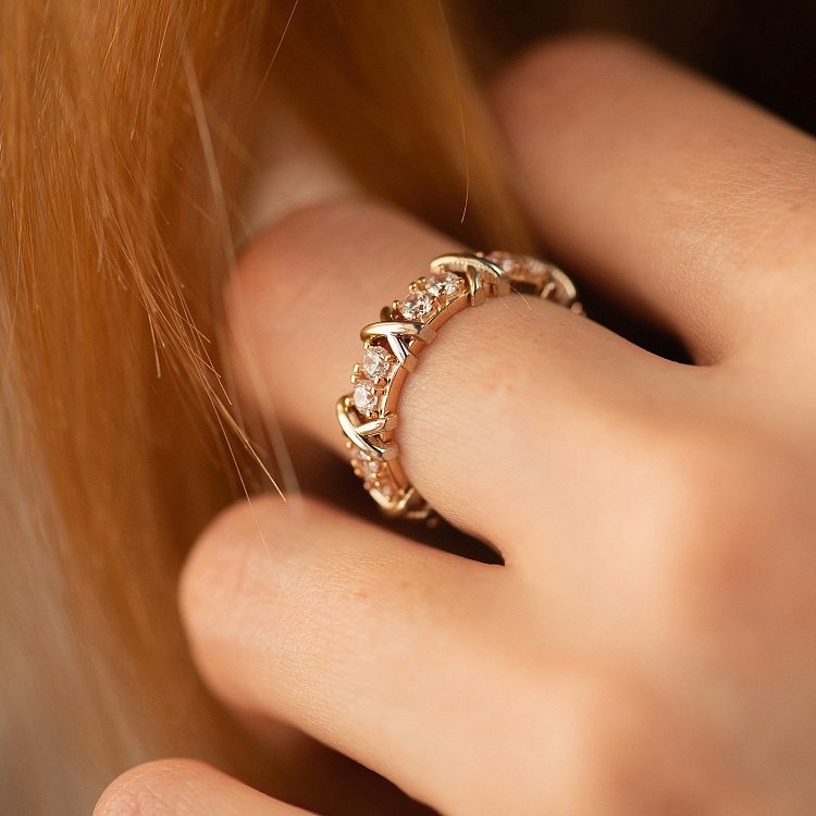 Каблучка "Rosie" з фіанітами (червоне, біле золото) к08191 від ювелірного магазину Онікс - 5