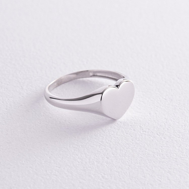 Каблучка "Сердечко" в білому золоті (можливе гравіювання) к07572 від ювелірного магазину Онікс - 6