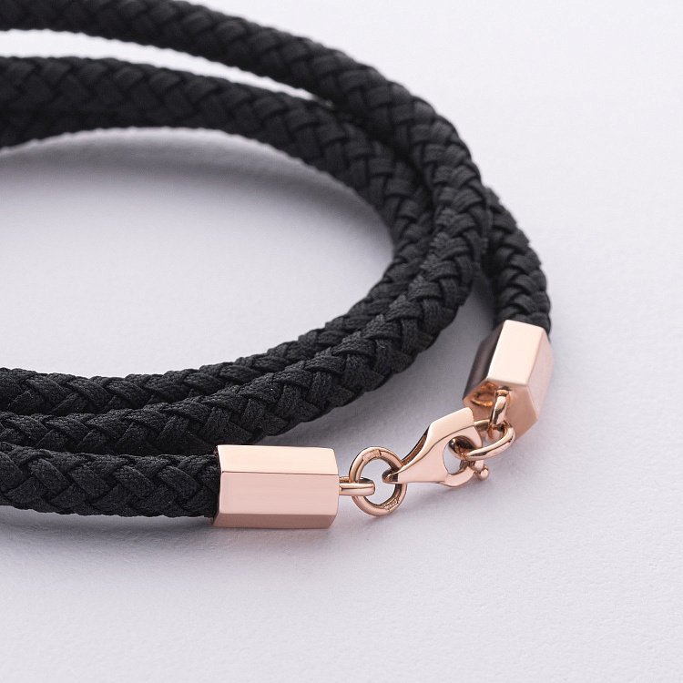 Ювелирный шнурок с золотой застежкой кол02566 от ювелирного магазина Оникс - 2