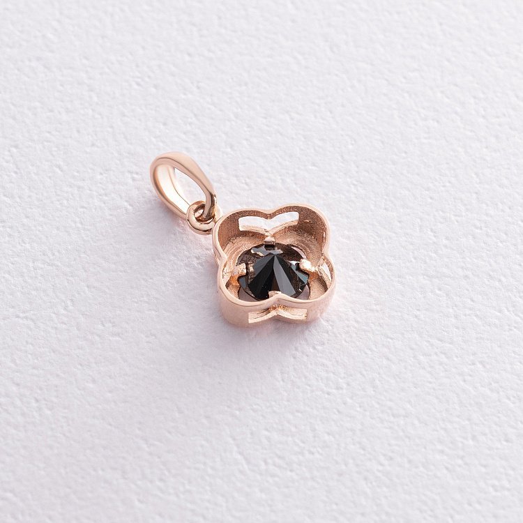 Золота підвіска "Конюшина" (чорний фіаніт) п02816 від ювелірного магазину Онікс - 2