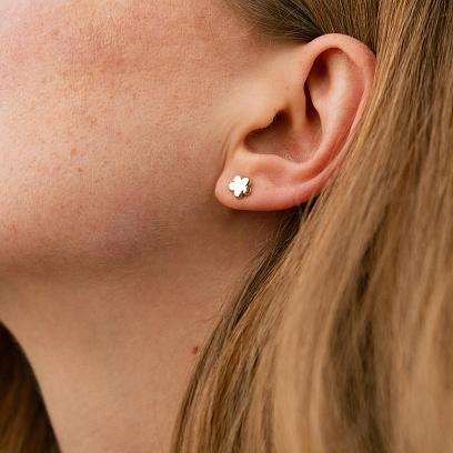 Золоті сережки - пусети "Квіточки" с08762 №3