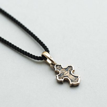 Золотой православный крест с чернением п02660 №5