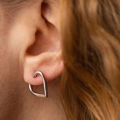 Сережки - пусети "Сердечки" у білому золоті с08089 №3