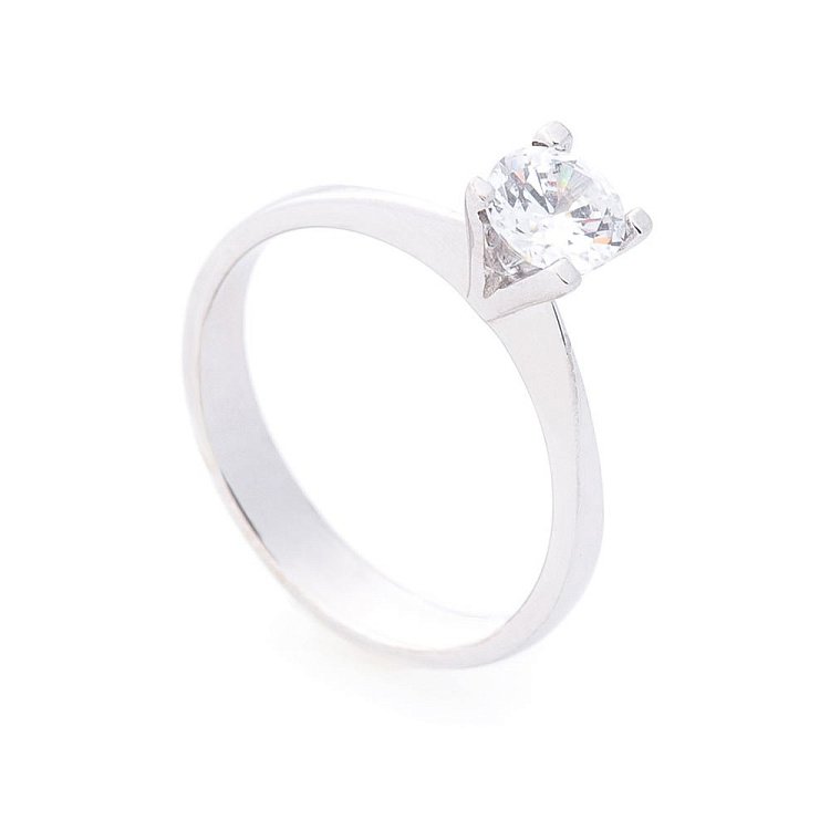 Золотое помолвочное кольцо с фианитом к05896 от ювелирного магазина Оникс