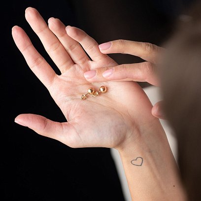 Серьги - пусеты "Шарики" в желтом золоте (0.7 см) с06892 №13