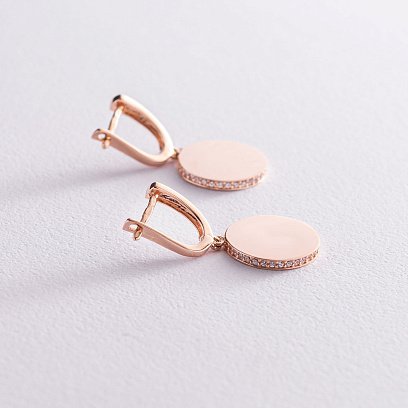 Серьги "Давина" в красном золоте (фианиты) с07557 №4