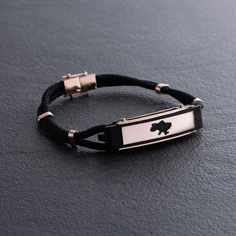 Шелковый браслет "Карта Украины" с золотыми вставками (эбен) 1248 от ювелирного магазина Оникс