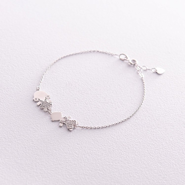 Золотий браслет "Хлопчик і дівчинка" з фіанітами б04112 від ювелірного магазину Онікс