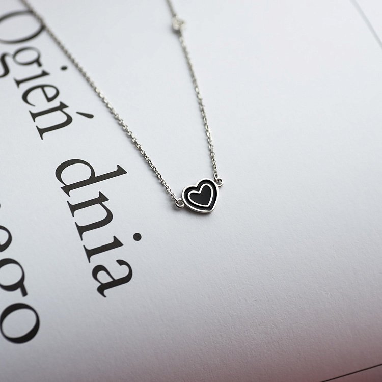 Срібне кольє "Сердечко" (емаль, фіаніти) 18647 від ювелірного магазину Онікс - 7