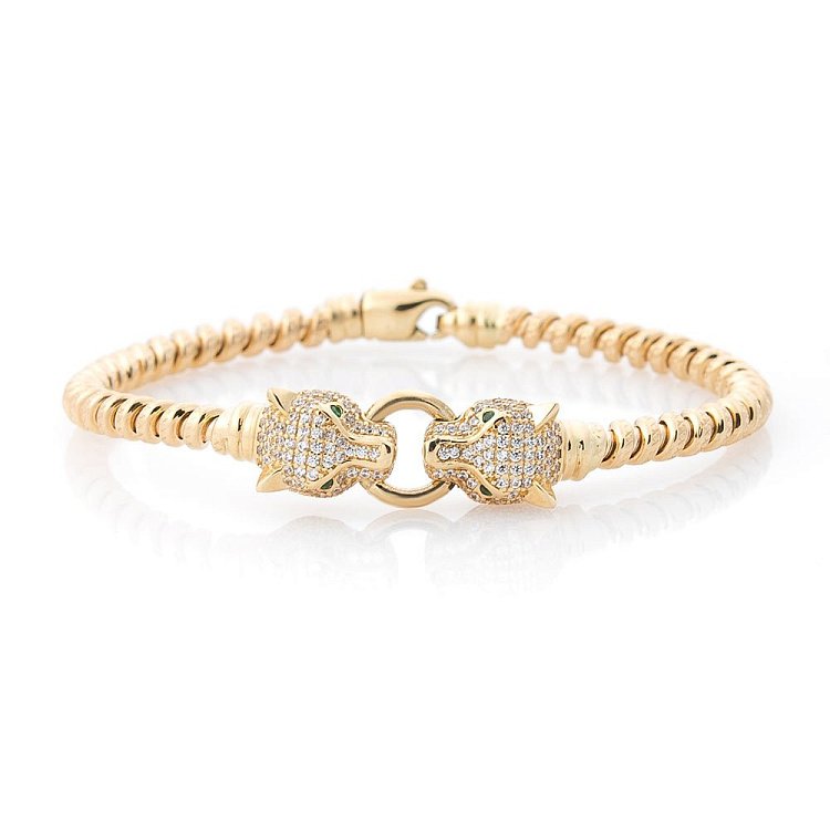 Золотий браслет з пантерами (фіаніти) б03204 від ювелірного магазину Онікс - 1