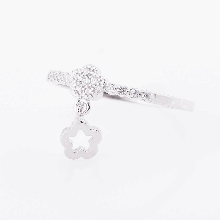 Срібне колечко з Квіткою і фіанітами 111973 від ювелірного магазину Онікс - 1