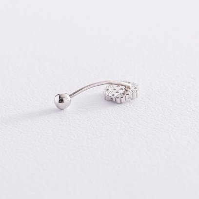 Золотой пирсинг в пупок "Сердечки" с фианитами пир00246 №2