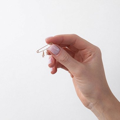 Золота шпилька "Хлопчик і дівчинка" (фіаніти) зак00322 №2