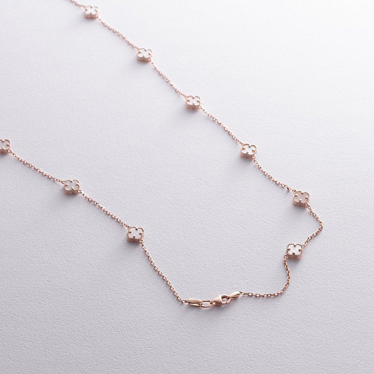 Колье "Клевер" с перламутром mini (красное золото) кол02425 от ювелирного магазина Оникс - 4