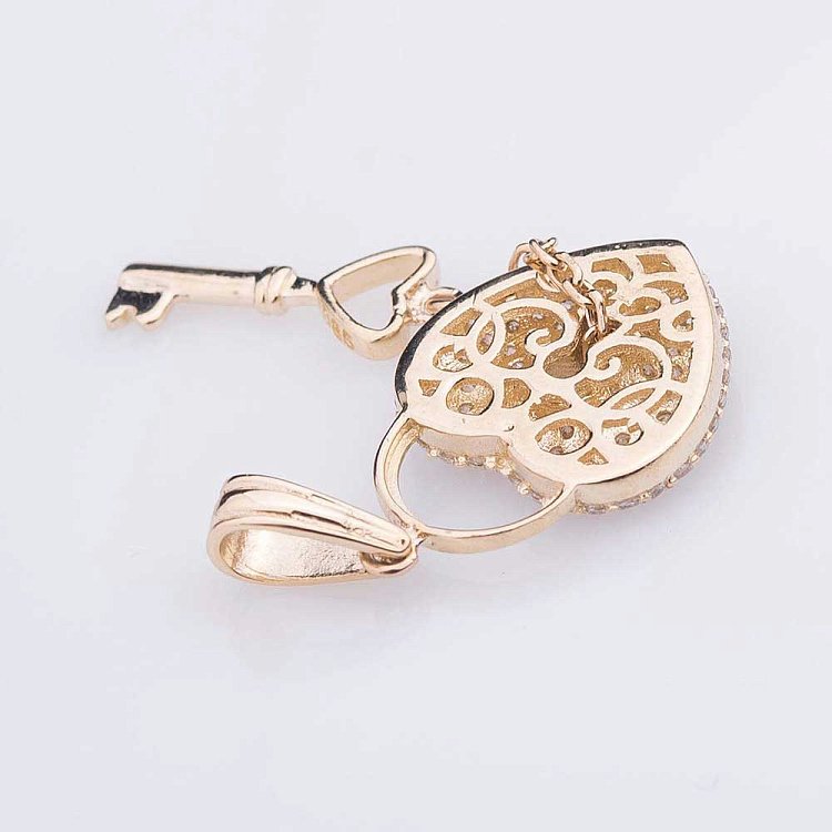 Золота підвіска "Серце і ключик" з фіанітами п02444 від ювелірного магазину Онікс - 2