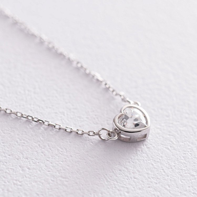 Кольє "Сердечко" в білому золоті кол01828 від ювелірного магазину Онікс - 4