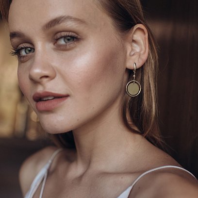 Серьги из желтого золота "Круги" с06367 №3