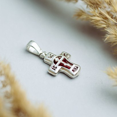 Серебряный крестик с эмалью 132701 №6