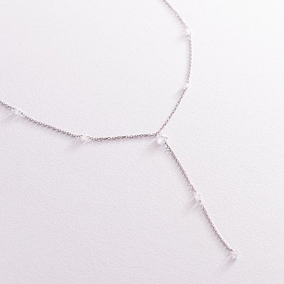 Серебряное колье - галстук с фианитами 181160