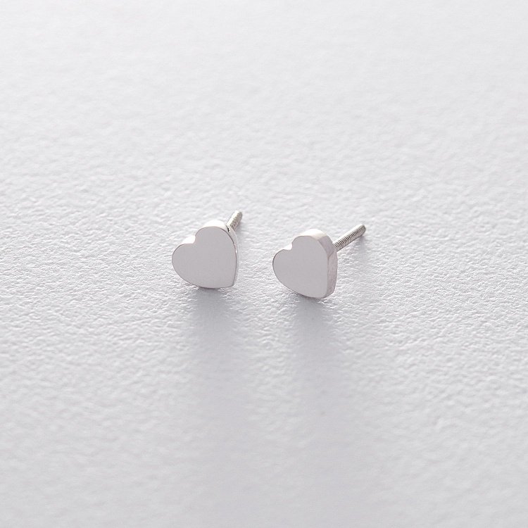 Золоті сережки-гвоздики "Сердечки" с06186 від ювелірного магазину Онікс