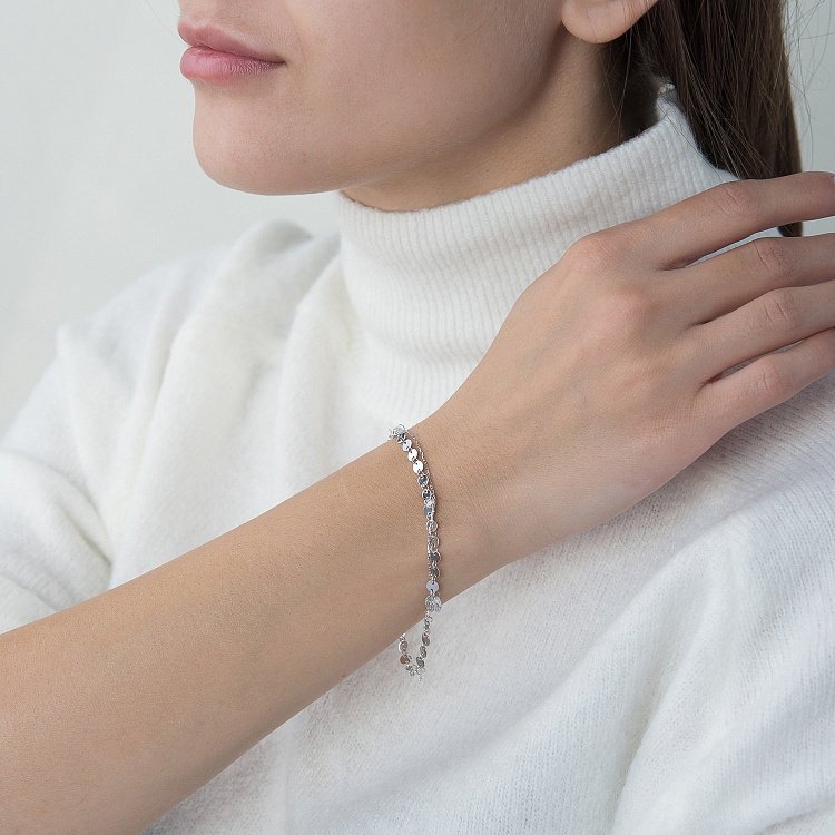 Двойной золотой браслет Монетки с фианитами б04290 от ювелирного магазина Оникс - 1