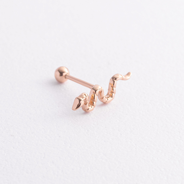 Одиночная золотая серьга "Змея" в хрящ ушка з40075к от ювелирного магазина Оникс - 1