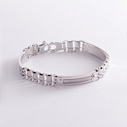 Мужской браслет в белом золоте (оникс) б05009