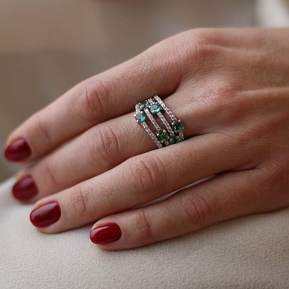 Золота каблучка з діамантами і смарагдами 762пр №8