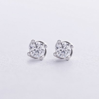 Серьги - пусеты с бриллиантами (белое золото) 35571121 №3
