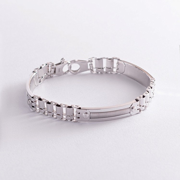 Мужской браслет в белом золоте (оникс) б05009 от ювелирного магазина Оникс