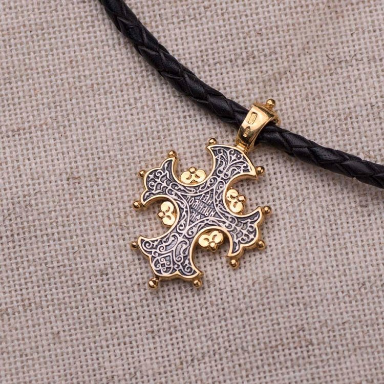 Срібний хрест з позолотою "Процвете Древо Хреста" 131681 від ювелірного магазину Онікс - 7