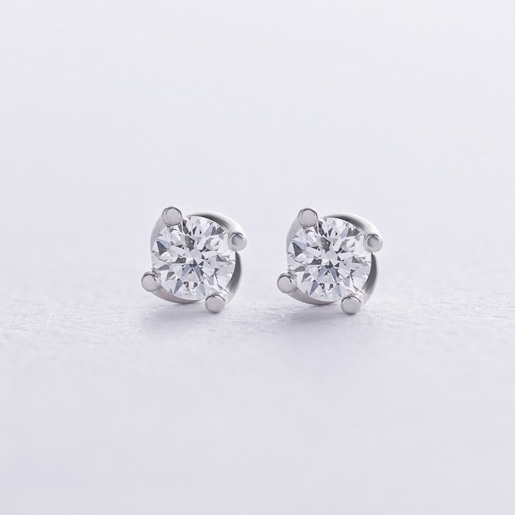 Серьги - пусеты с бриллиантами (белое золото) 35571121 от ювелирного магазина Оникс - 2