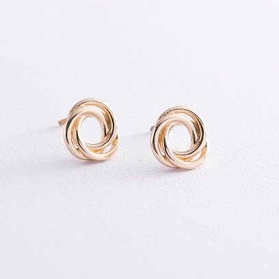 Серьги - пусеты "Увлечение" в желтом золоте с06937