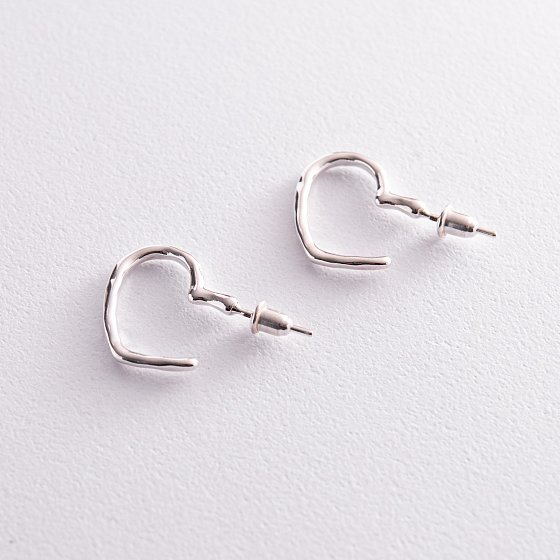 Срібні сережки - пусети "Сердечки" 123215 №4