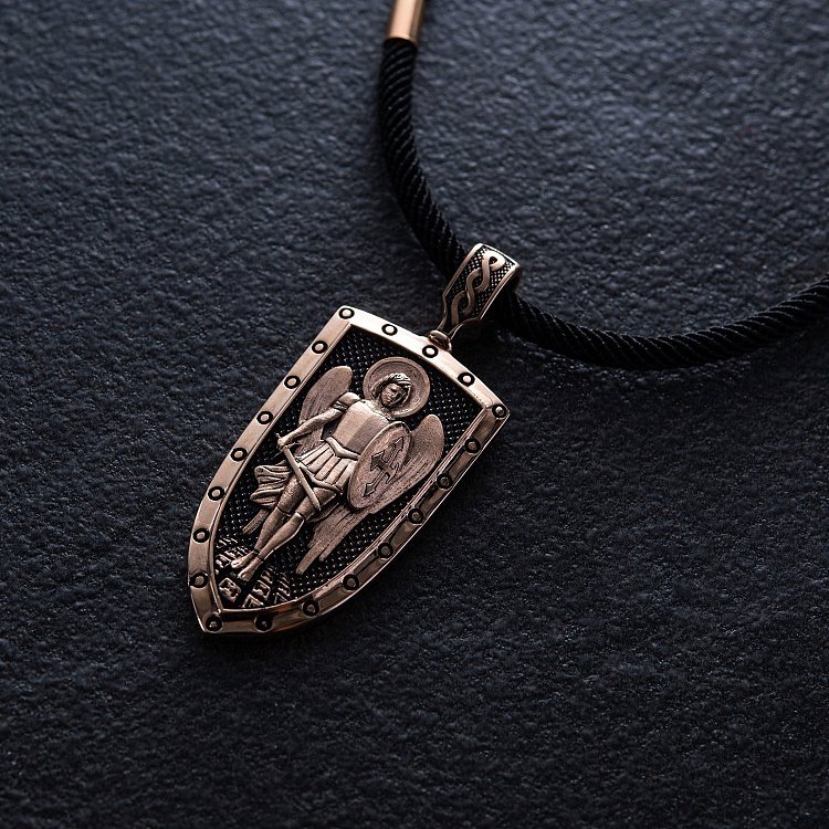 Золотой кулон "Архангел Михаил моли Бога о нас" п03823 от ювелирного магазина Оникс - 14