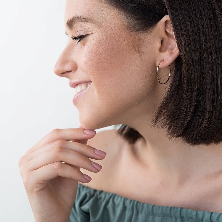 Сережки - кільця в червоному золоті (2.9 см) с01877 від ювелірного магазину Онікс - 1