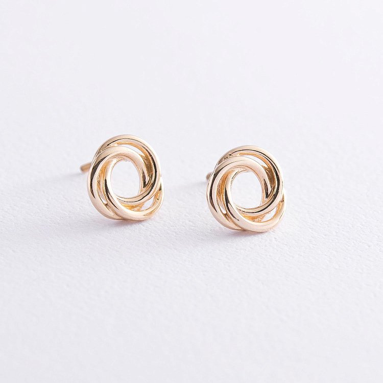 Серьги - пусеты "Увлечение" в желтом золоте с06937 от ювелирного магазина Оникс