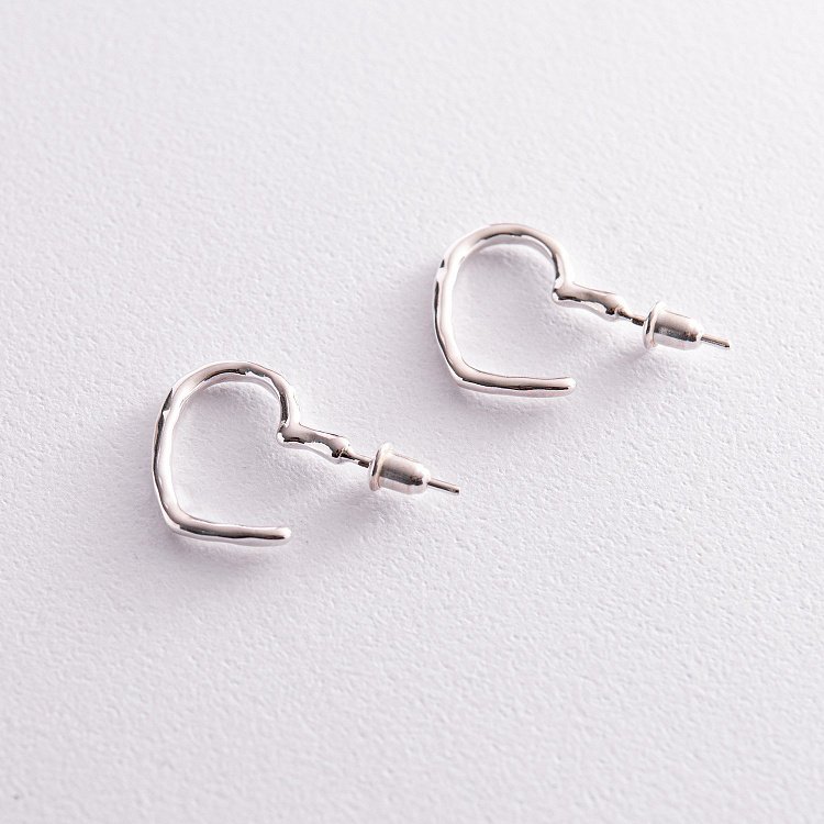 Срібні сережки - пусети "Сердечки" 123215 від ювелірного магазину Онікс - 3