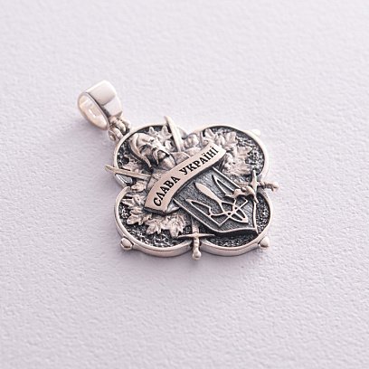 Срібний кулон "Український козак. Боріться-поборете, Вам Бог помагає" 133137 №6