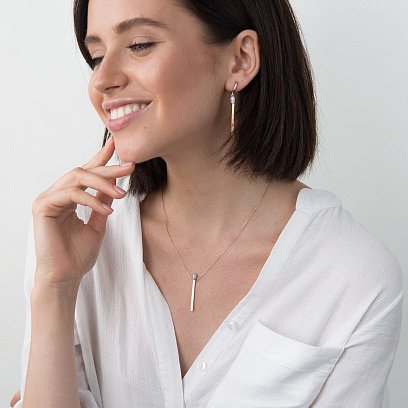 Золоті сережки "Сірники" (фіаніт) с06275 №2