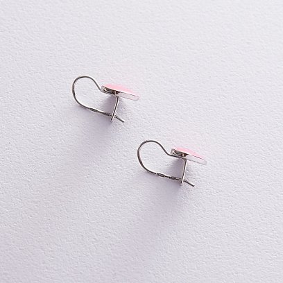 Детские серебряные серьги "Сердечки" (эмаль) 122223 №3